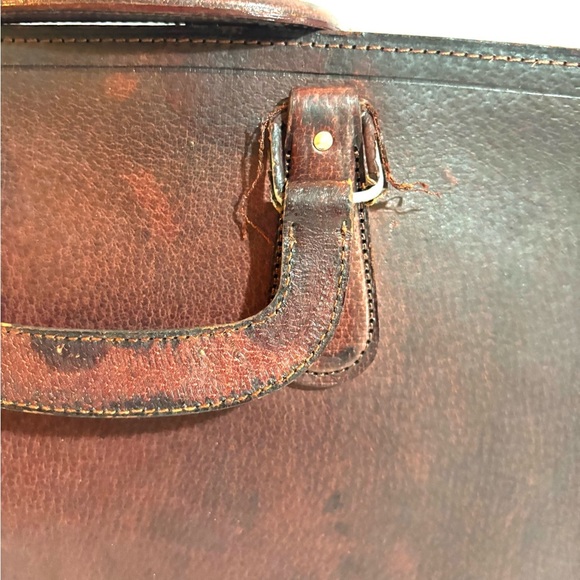 Vintage Elegant Brown Leather Briefcase work travel bag - Picture 6 of 6